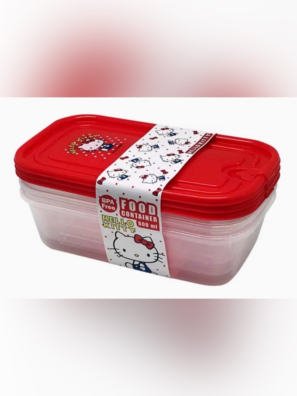 Hello Kitty Red & Clear Rectangular Food Container Set - Picture 2 of 2